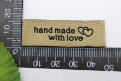 Label Hand made with love beige (1 Stck)