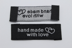 Label Hand made with love schwarz (10 Stck)