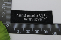 Label Hand made with love schwarz (10 Stck)