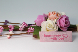 Label Hand made with love rosa (10 Stck)