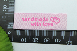 Label Hand made with love rosa (10 Stck)