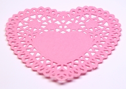 Papier Doilies Herz rosa (12 Stck)