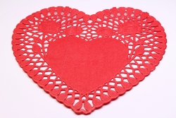 Papier Doilies Herz rot (12 Stck)